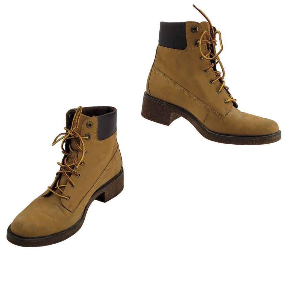 Timberland Womens Leather Boots 7‎ Tan Ankle Brinda Nubuck Lace Up Shoes Hiking